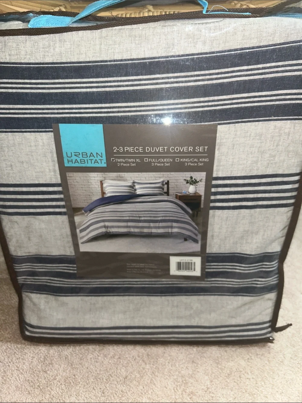 Habitat Twin/XL Navy Striped Duvet Cover Set
